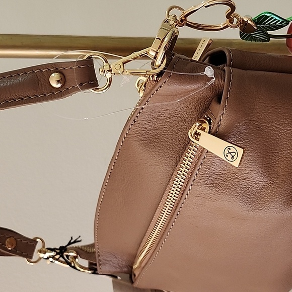Divina Firenze Made in Italy Art Lilla Taupe Scuro Soho/Crossbody Leather Bag - Picture 7 of 16